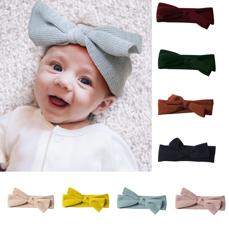 Baby Hair Band Solid Color Infant Girl Cute Bow Headband Cotton Cloth Twisted Knotted Headband Hair Accessories Photography Pros