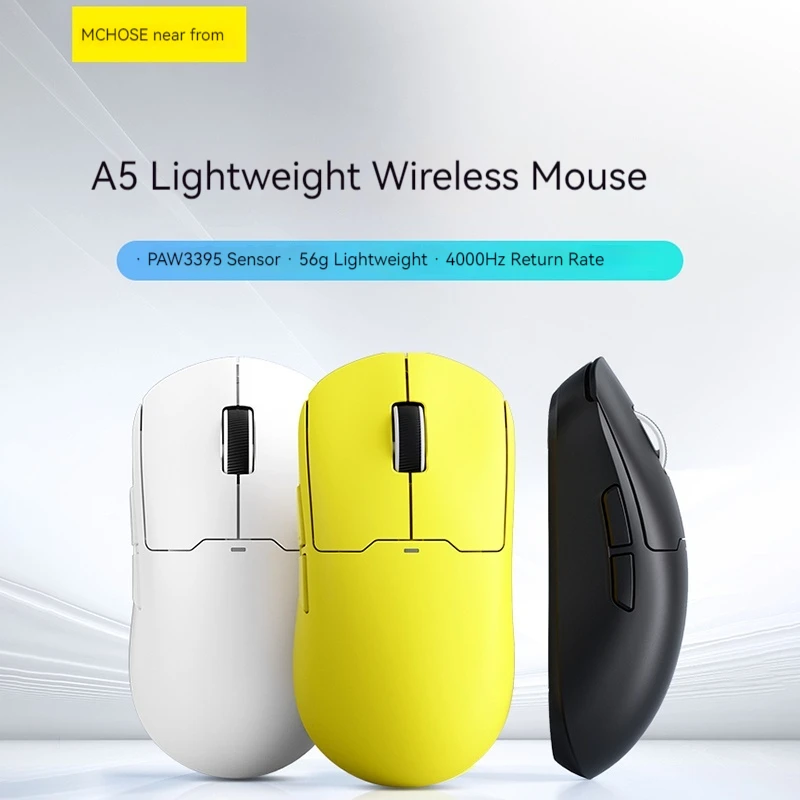 

New Mchose A5 Wireless Bluetooth Three Mode Mouse Game E-sports Paw3395 Lightweight Design Optoelectronic Up To 26000dpi Mouse