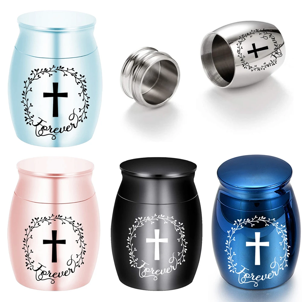 

Small Keepsake Urn for Human Ashes Circular Wreath Cremation Urns Perfect Aluminum alloy Memorial Ashes Holder Funeral Ash Urn