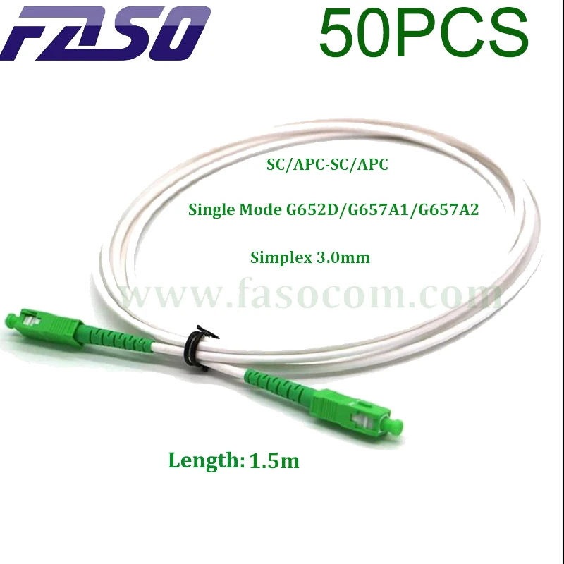 

Фасо 50 штук белый 1,5 м SC/APC для SC/APC SX Core Волоконно-Оптический Шнур SM G652D волоконно-оптический кабель 3,0 мм