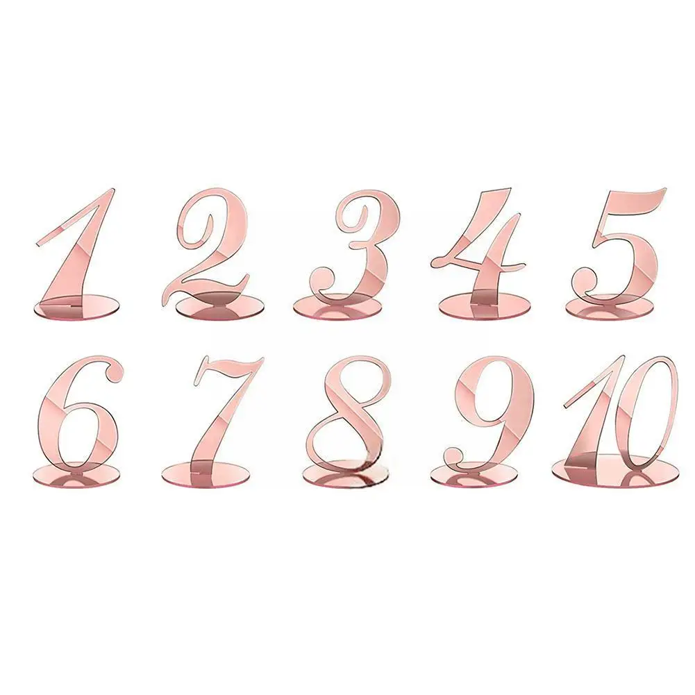 

10pcs Acrylic Table Numbers Diy Romantic Gold Table Sign Card For Wedding Birthday Party Decoration D1t2