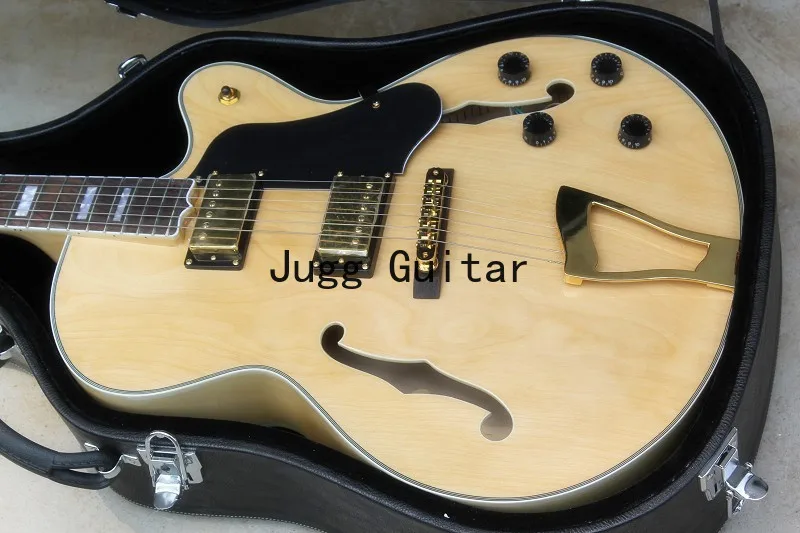 

Custom Shop L5 ES Semi Hollow Body Natural Jazz Acoustic Electric Guitar Flame Maple Back & Side, Gold Hardware