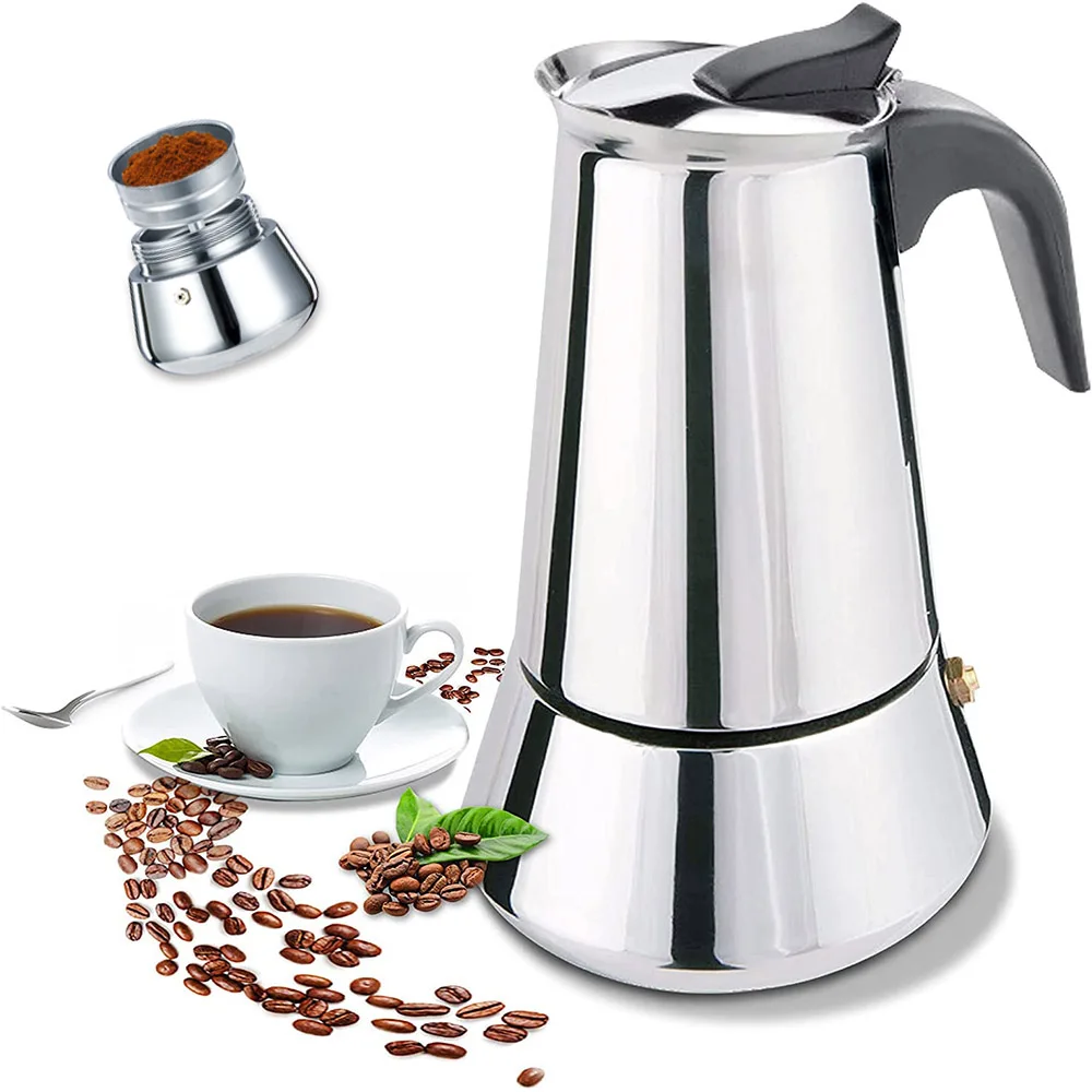 Pot Stainless Steel Mocha Espresso Latte Stovetop Filter Mok