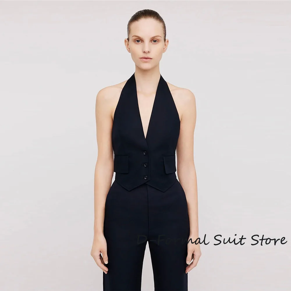 

Women Vest Sexy Lady Halter Slim Vests V Neck Formal Office Ladies With Pocket жилетка женская