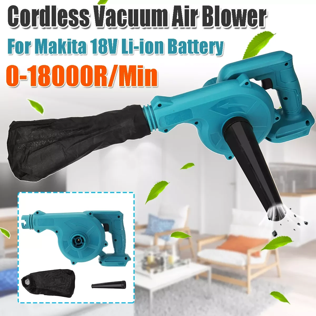 

Electric Vacuum Cleaner Cordless Air Blower Household Wireless Vacuum Cleaner Tool for Makita 18V Li-ion Battery for Home Office