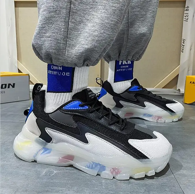 

spring casual sport men shoes air mesh outdoor travel run reflective Men's sneakers streetwear patchwork