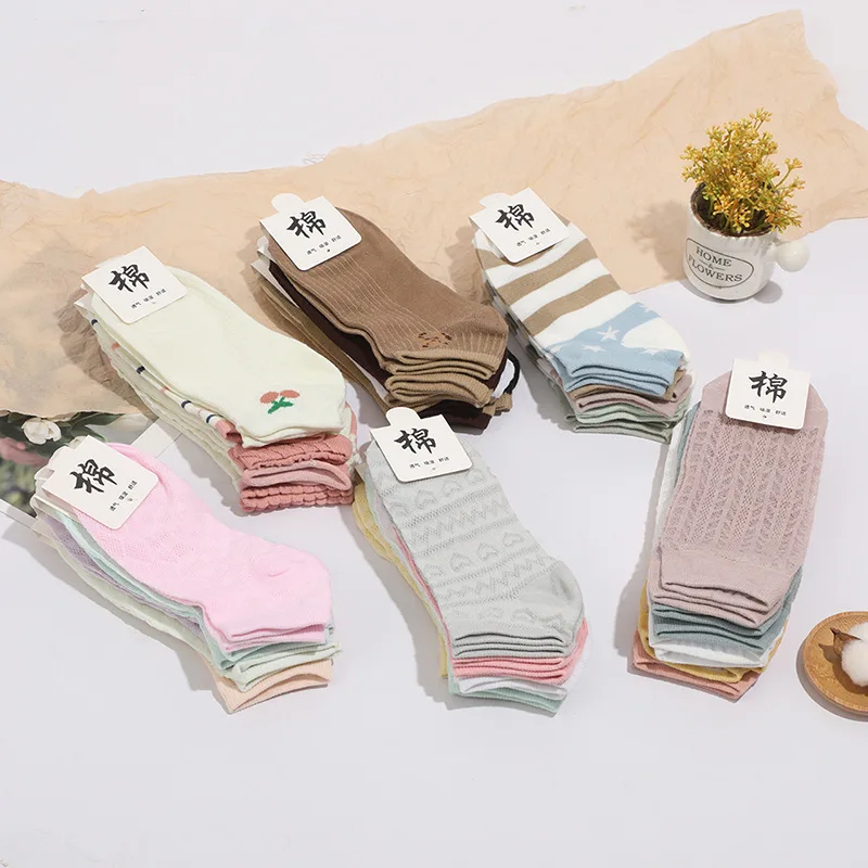 10pairs  Women's Boat Socks Breathable Mesh Sweet Women's Low-Cut Liners Socks Invisible Socks Ankle Socks Low Cut Socks
