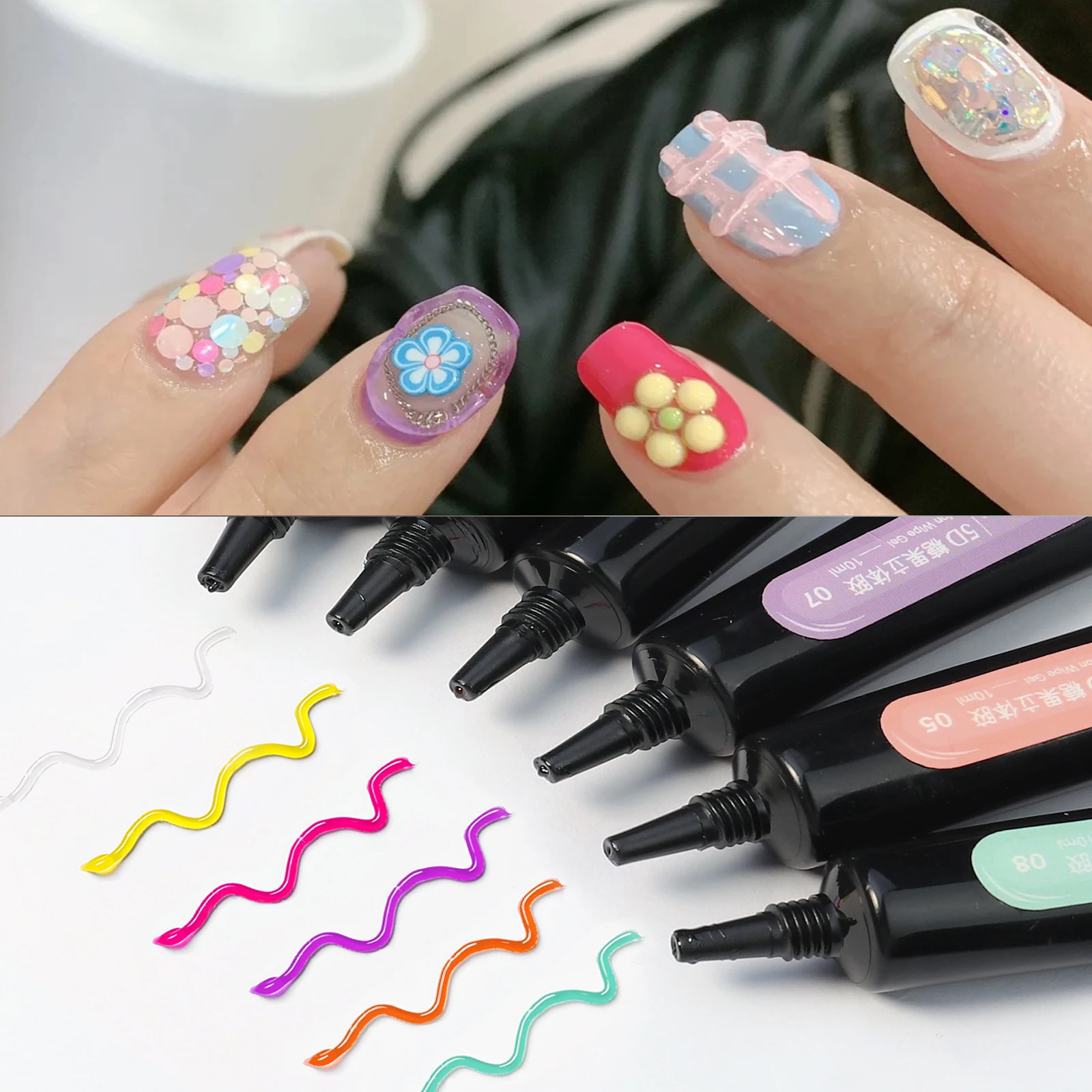 

10 Colors Nail Painting Gel 3D UV Gel Varnish Creative DIY Nail Art Flower Drawing Solid Gel 5D Nail UV Gel Polish Manicure Glue