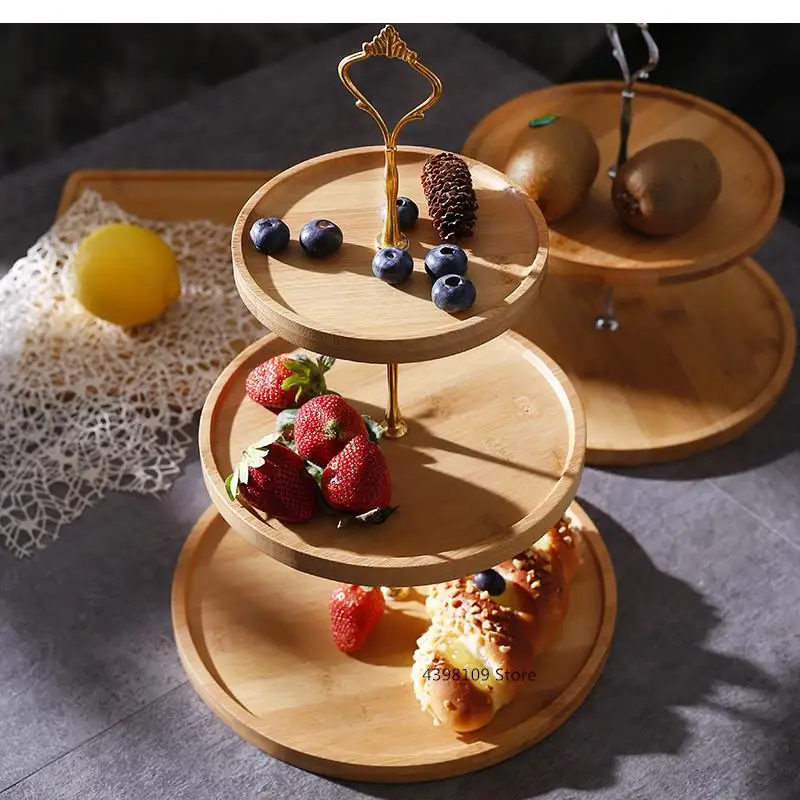 Поднос из натурального бамбука двухслойная тарелка для фруктового хлеба