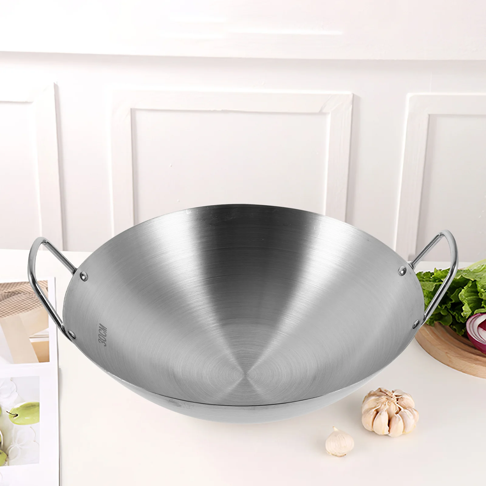 

Stainless Steel Wok Lid Non-stick Pot Pan Heating Cooking Handle Kitchen Utensil Supply
