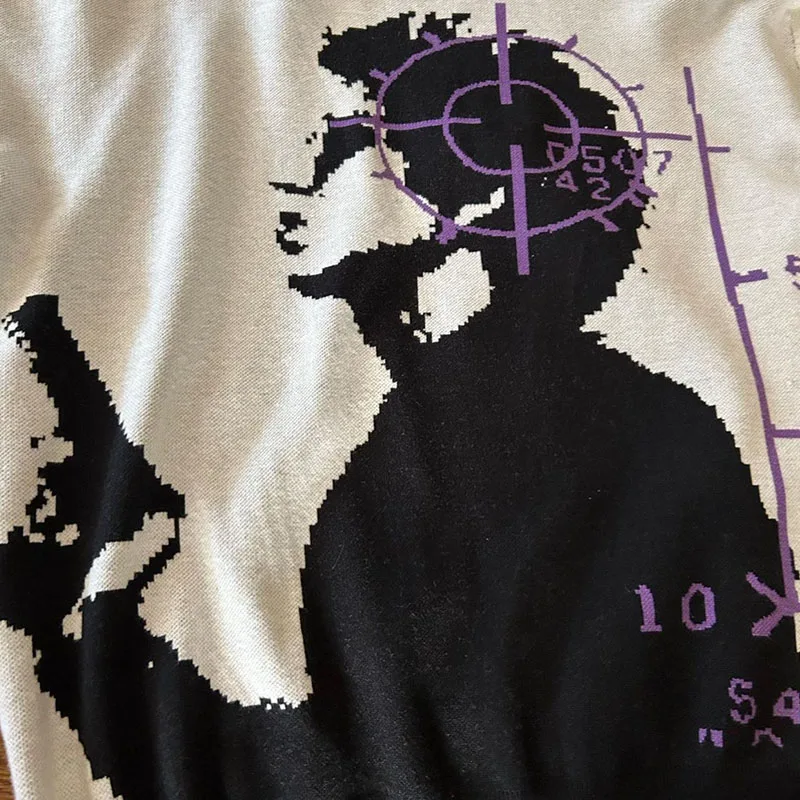 Y2k эстетичный Зимний вязаный пуловер для людей-мишеней винтажный свитер с