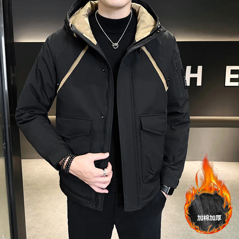 Повседневные мужские куртки с капюшоном на хлопковом наполнителе Осень-зима 2024