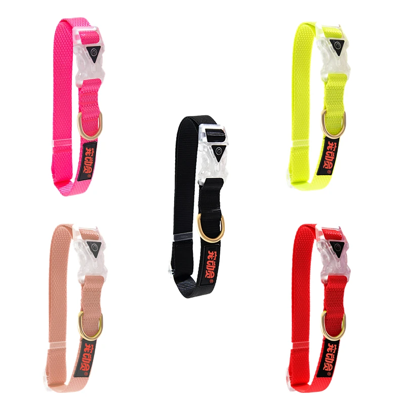 

Popular LED Light Dog Collar Nylon Durable Battery Pet Collars Freeshipping Rechargeable Luminous Buckle Adjustable Dog Leash