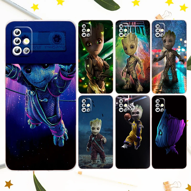 

Marvel Cartoon Groot For Samsung Galaxy A50 A30 A73 A71 A53 A52 A51 A33 A32 A22 A03 A03S A02S A31 Transparent Phone Case