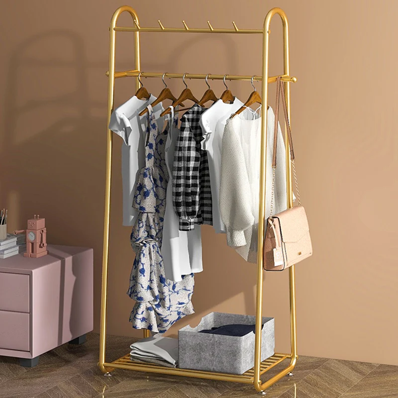 

Detachable Library Clothes Rack Closet Golden Place Saving Metal Clothes Rack Minimalist Living Room Perchero Hallway Furniture