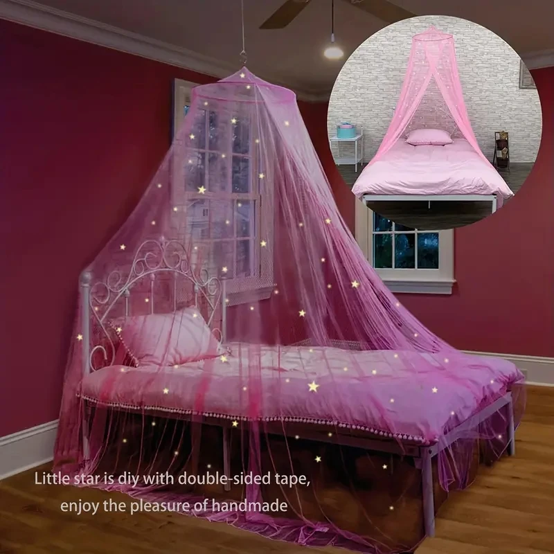 For Girls With Glowing Stars - Princess Pink Baby Canopy For