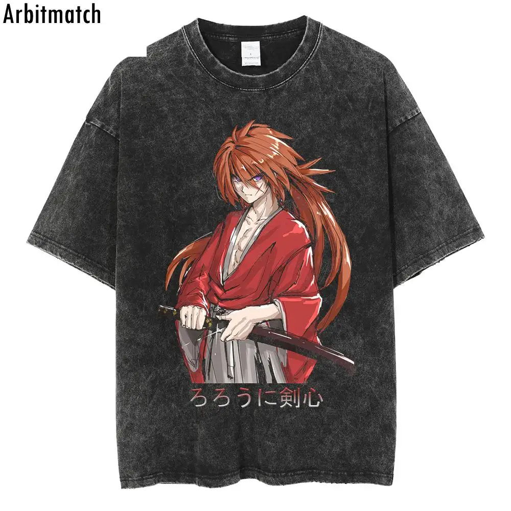 

Футболка мужская в стиле ретро, хлопок, оверсайз, с принтом меча, в стиле японского аниме, винтажная одежда с эффектом потертости, в стиле хип...