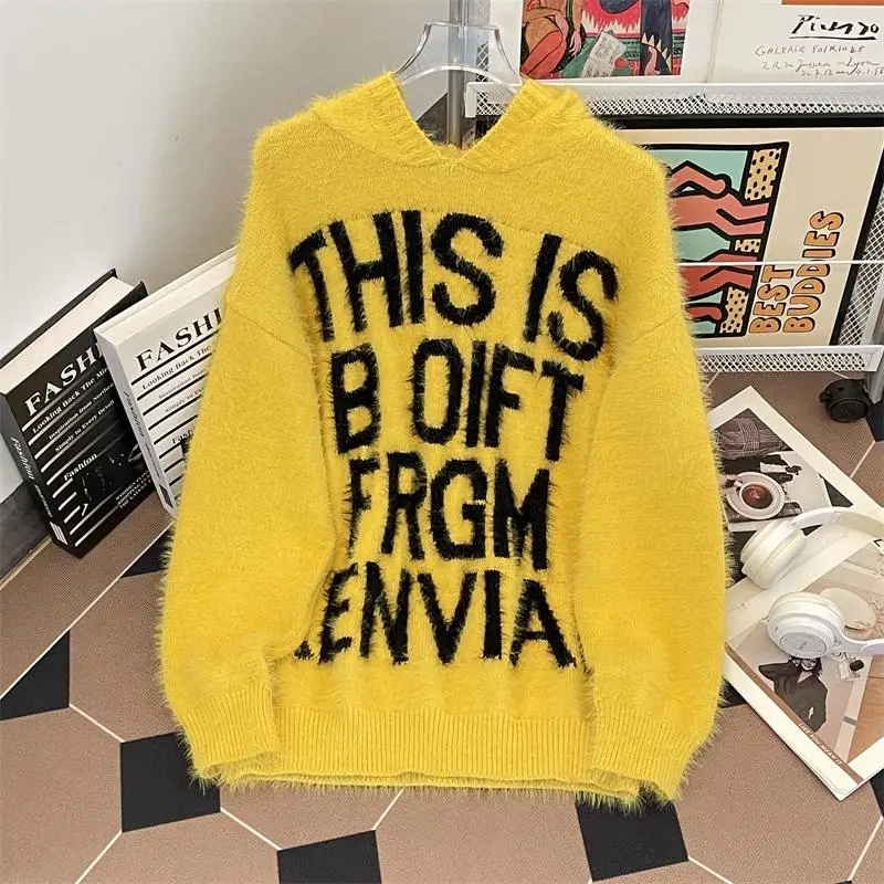 Американский модный бренд вязаная футболка с капюшоном мужская и женская