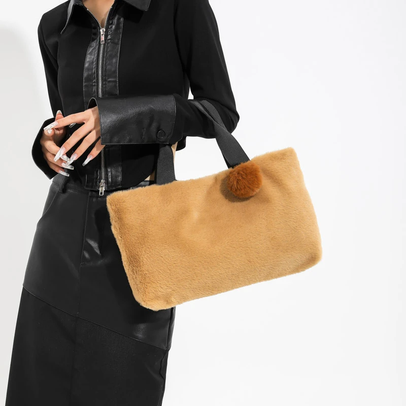 

Autumn/Winter Women's Bag Fashion Economy Handbag Lady High-capacity Plush Tote Bag Versatile Satchel Solid Color Bags for Women