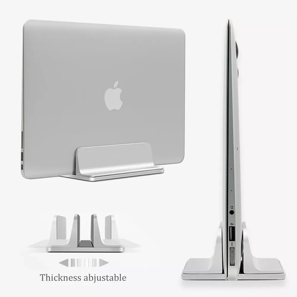 

Aluminum Vertical Laptop Stand Thickness Adjustable Desktop NoteBooks Holder Erected Space-saving Stand for MacBook Pro / Air