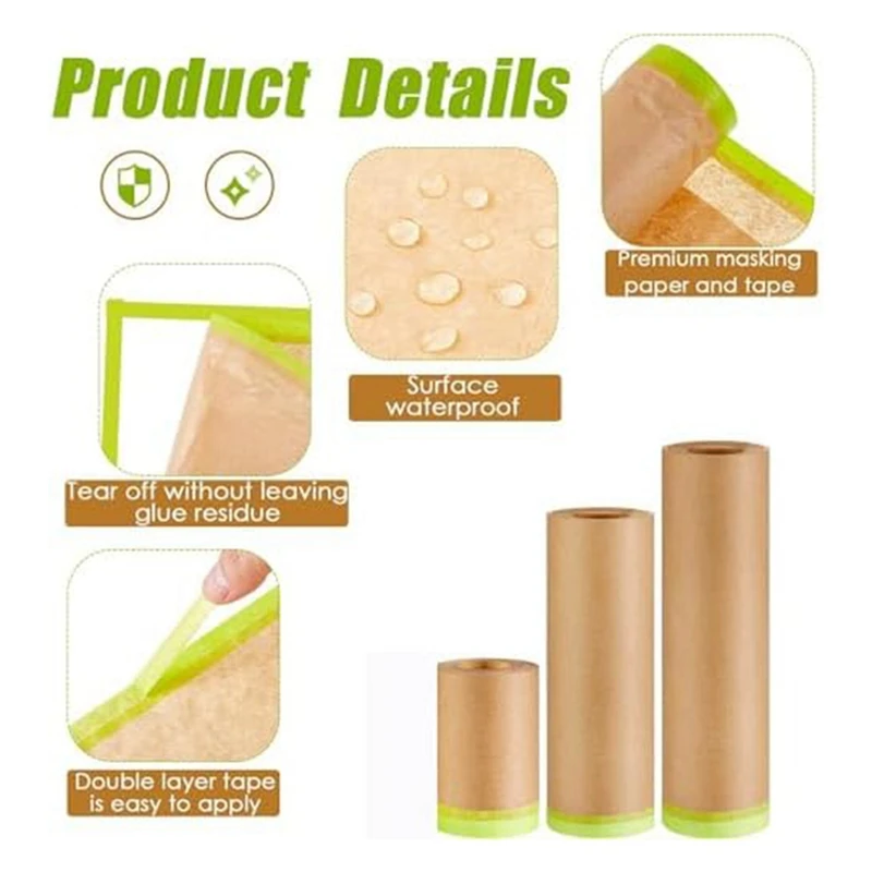 Предварительно нанесенная Маскировочная бумага для покраски клейкая Защитная