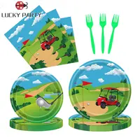 Relax Outdoor Golf Ball Sports Game Birthday Party Paper Disposable Tableware Sets Plates Napkins Cup Baby Shower Party Supplies
