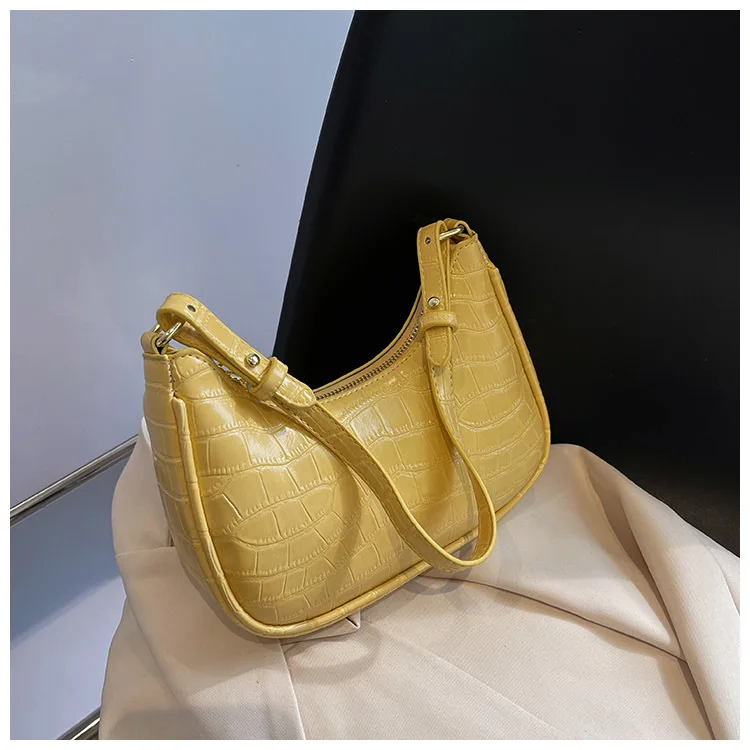 

Fashion Chains Shoulder Bag Women PU Leather Armpit Bag Vintage Alligator Pattern Crossbody Bag Designer Lady Handbag