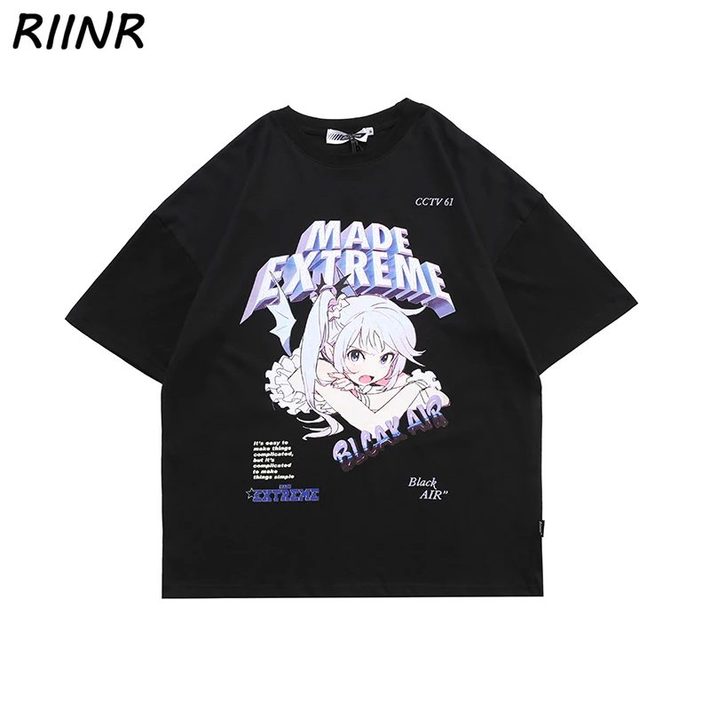 

T Shirt Men Cartoon Anime Girl Printed Men's Short Sleeve Summer Loose Cozy Japanese Harajuku Couple Streetwear Male T-shirt Top
