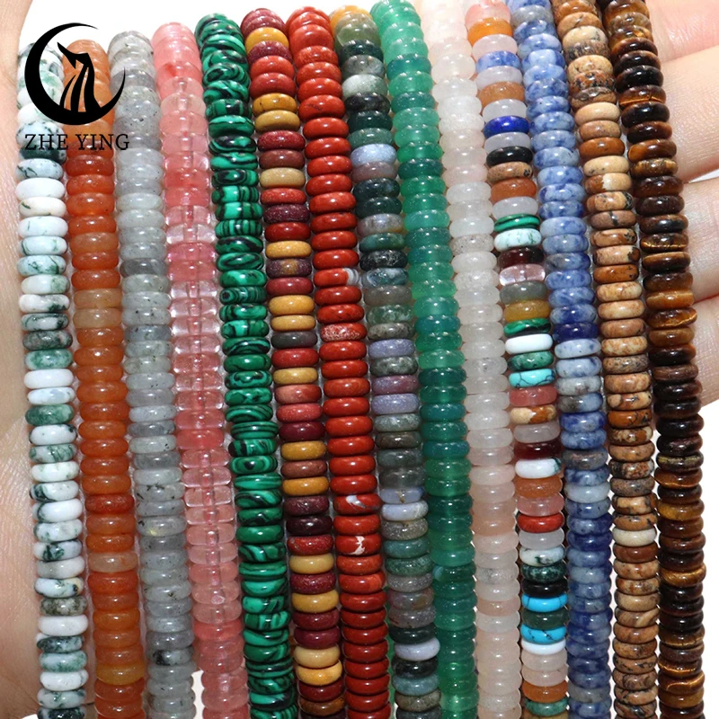 

2*6mm Natural Amazonite Turquoises Jaspers Agate Stone Flat Loose Spacer Beads For Jewelry Making DIY Bracelet Accessories