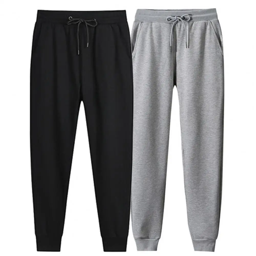 

Брюки мужские однотонные с эластичным поясом, Плюшевые Спортивные штаны, утепленные, на весну