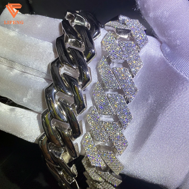 24 мм индивидуальная кубинская цепочка из муассанита сертифицированная