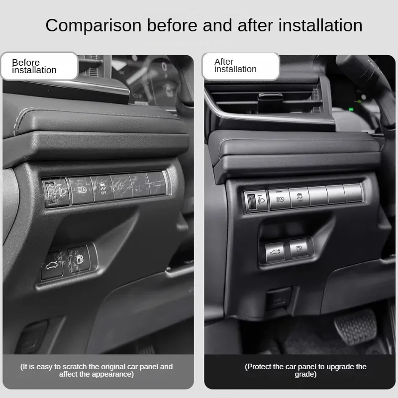 Фото Для Toyota Camry XV80 2024-2026: Металлические блестящие наклейки на кнопку электронного ручного тормоза (EPB), кнопку запуска и наклейки на накладку рычага переключения передач №3