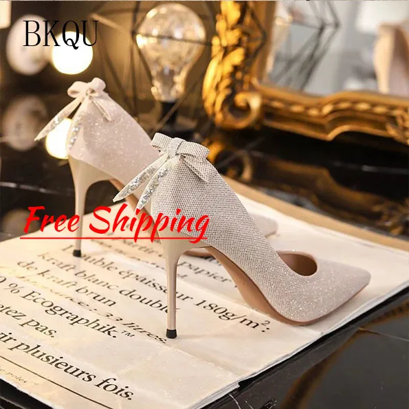 

Luxury Woman Pumps Sandal Bow Pointed Shoes Thin Heel Party Sexy High Heels Bridesmaid Lolita Shoes Sandals Ladies Women Heels