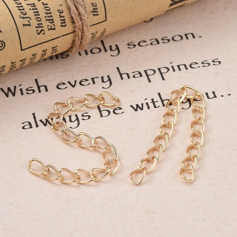 100pcs/Box 70mm 5.4x5.3mm Iron Necklace Bracelet Extension Chain Tail Extender For Diy Handmade Jewelry Accessories Materials