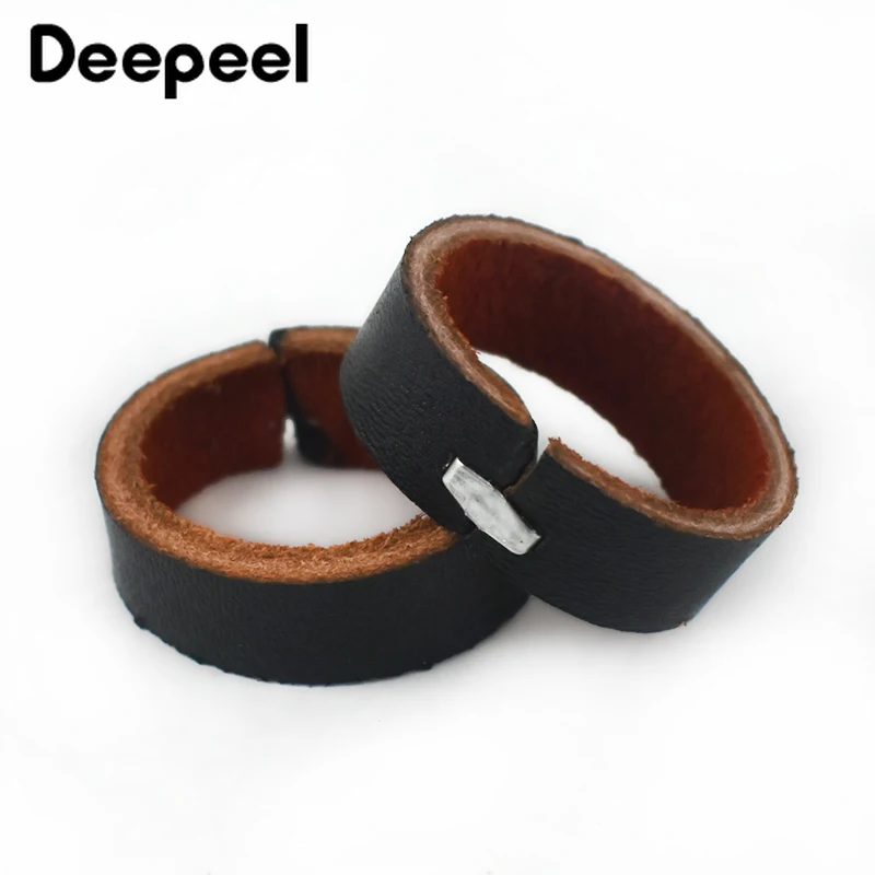 10/20pcs Deepeel 1cm Cowhide Loop Ring for 40mm Belt Genuine Leather Men's Waistband Tail Fixing Accessories Adults Crafts