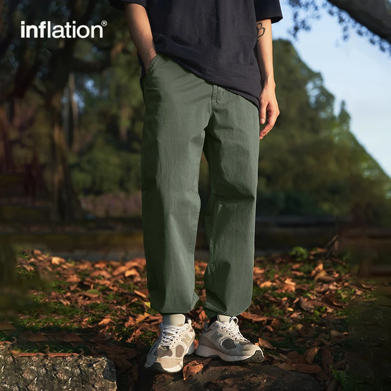 Повседневные однотонные мужские брюки INFLATION в японском стиле