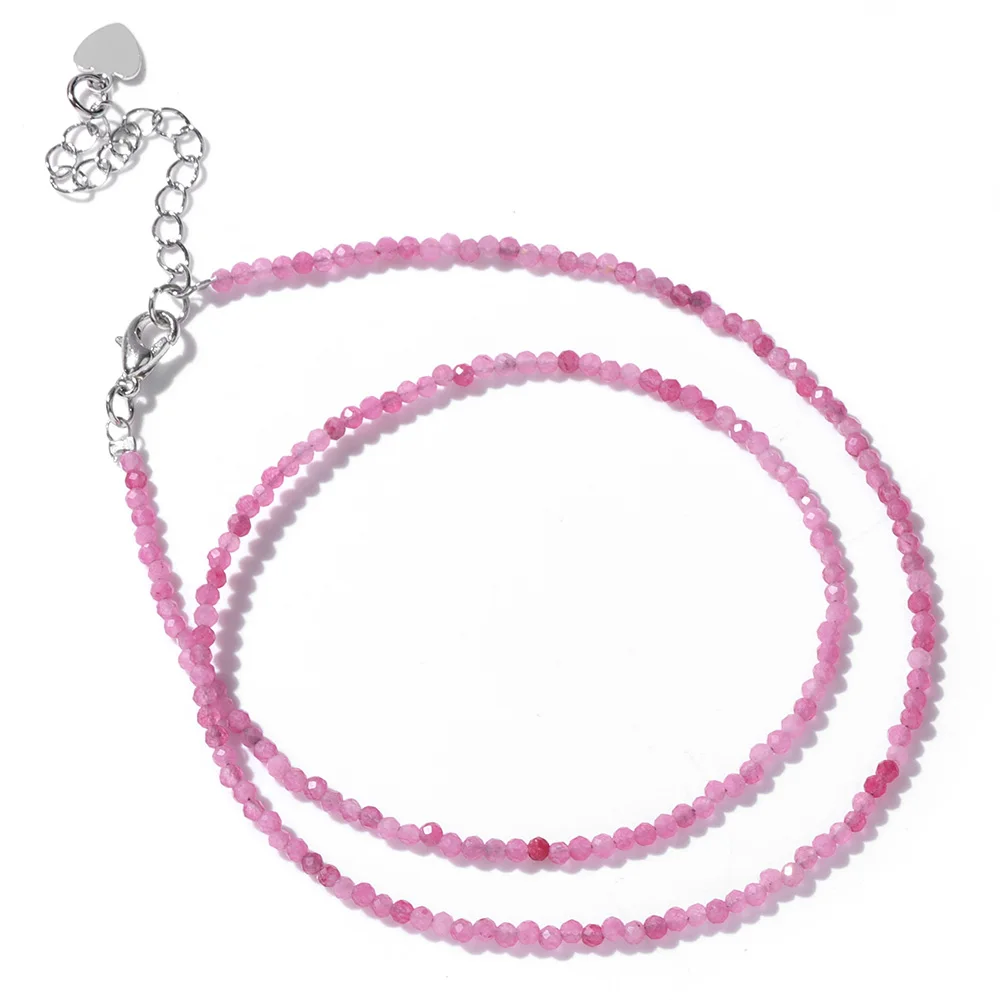 Ожерелье из красного розового камня с бусинами 2 мм маленький турмалиновый