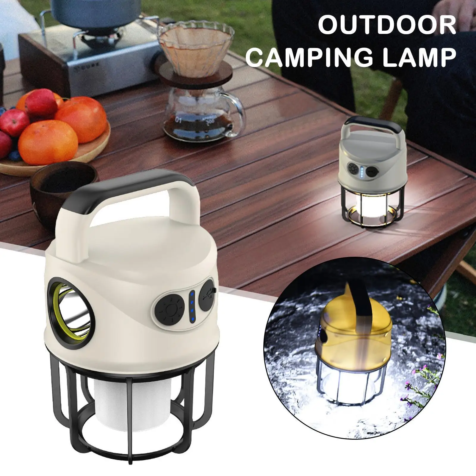 

Portable Camping Lamp Usb Charging Solar Work Spotlight Lamp Non-slip Waterproof Multifunctional For Outdoor Camping Fishin J1y2