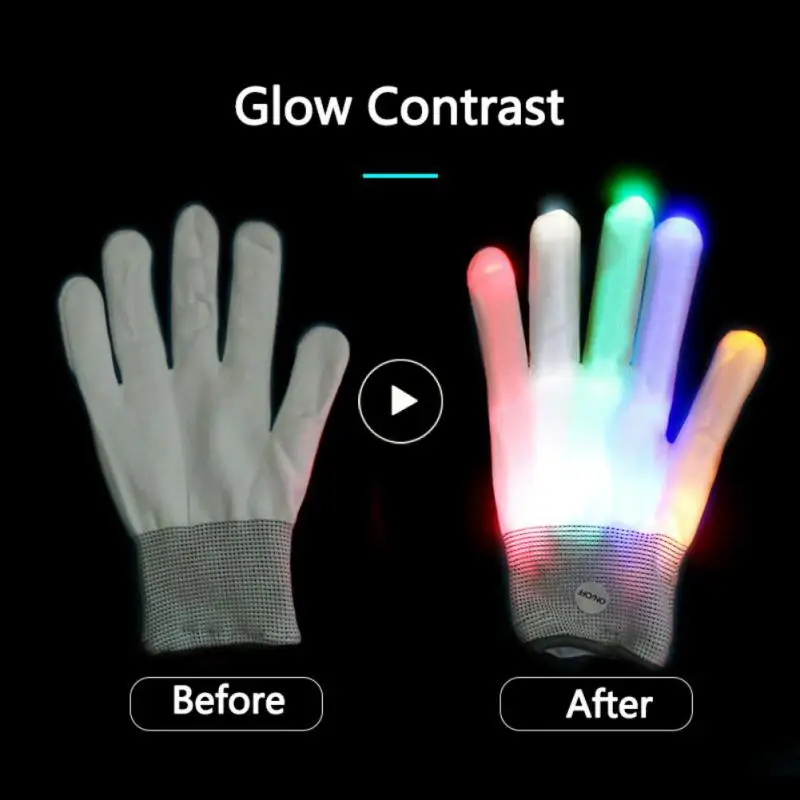 

Led Glowing Gloves Light-up Halloween Party Luminous Flashing Skull Gloves Multicolor Stage Christmas Cool Glove Supplies