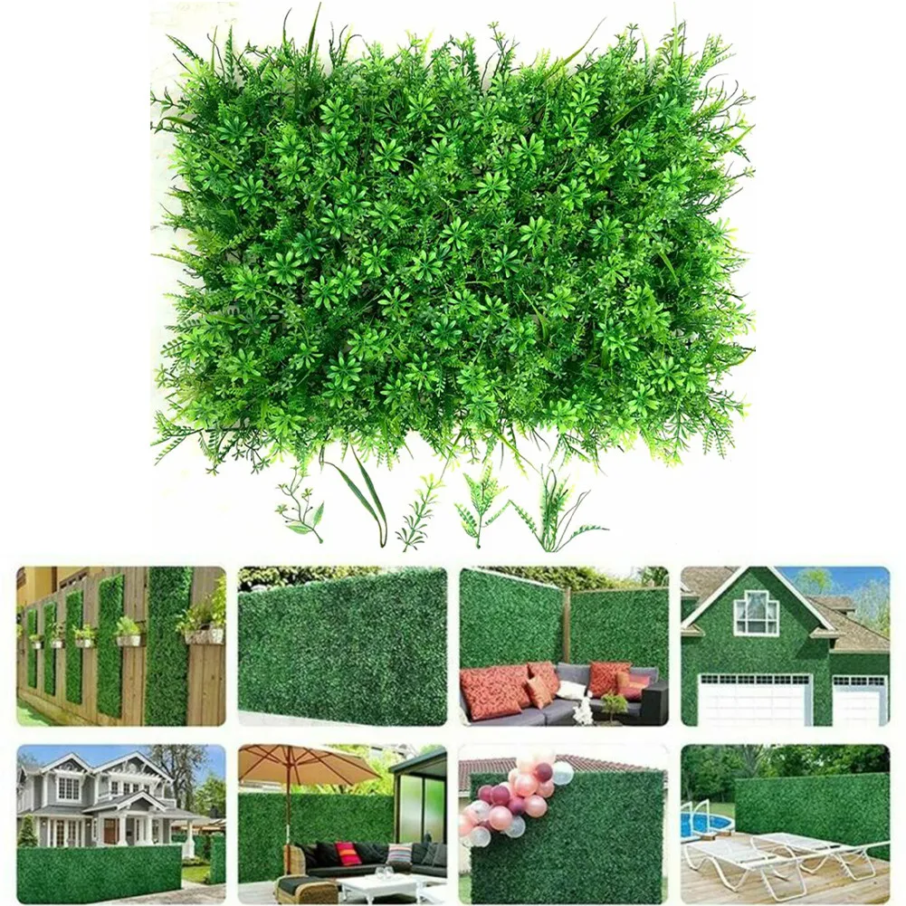 

Artificial Plant Mat Greenery Wall-Hedge Grass Fence Foliage Garden Square Plastic Lawn Home Wall Decoration Plants 40*60cm