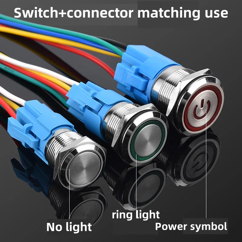 Водонепроницаемый металлический кнопочный переключатель 12/16/19/22 мм