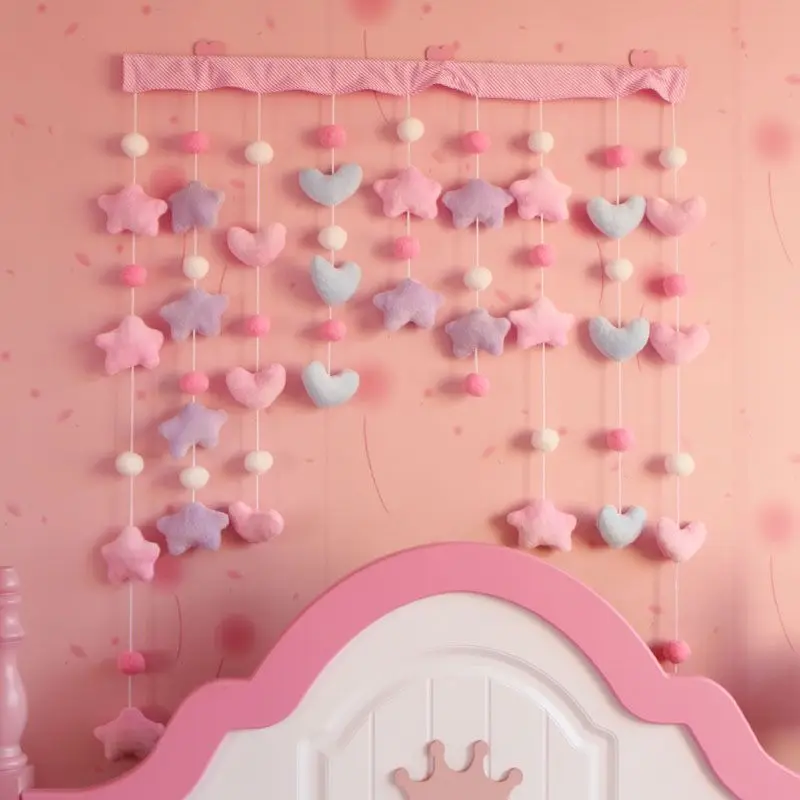 Для девочек и детей розовое сердце Kawaii подвесная дверная занавеска украшение