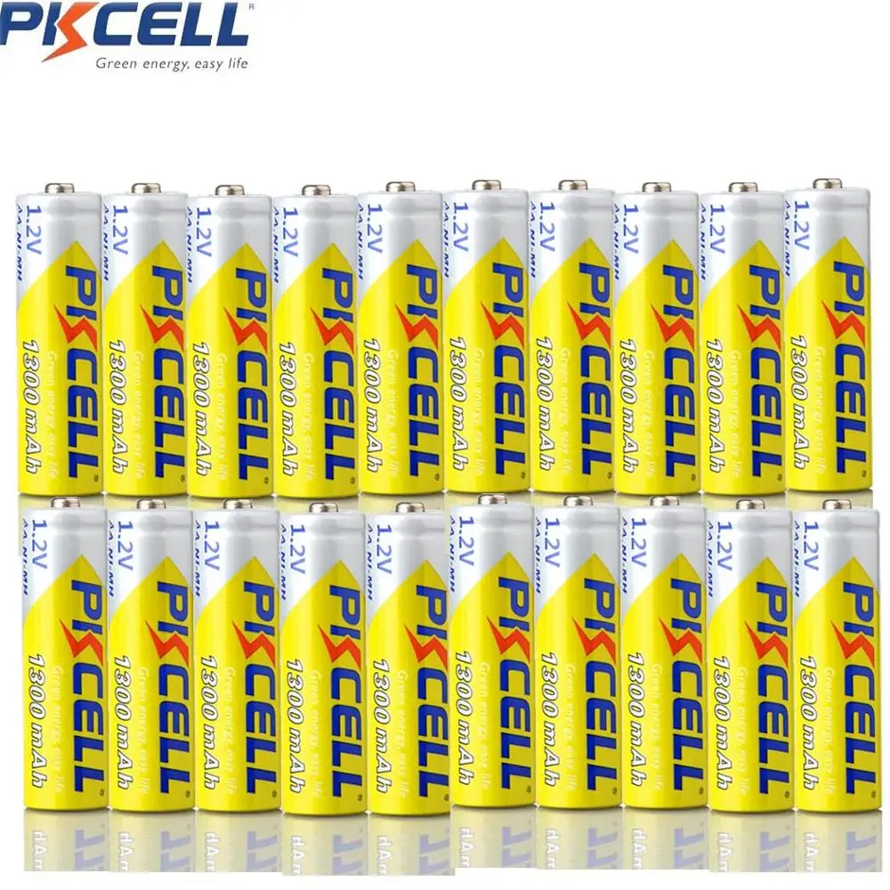

20Pcs PKCELL 1.2V AA NIMH Rechargeable Battery 1300 mah For camera