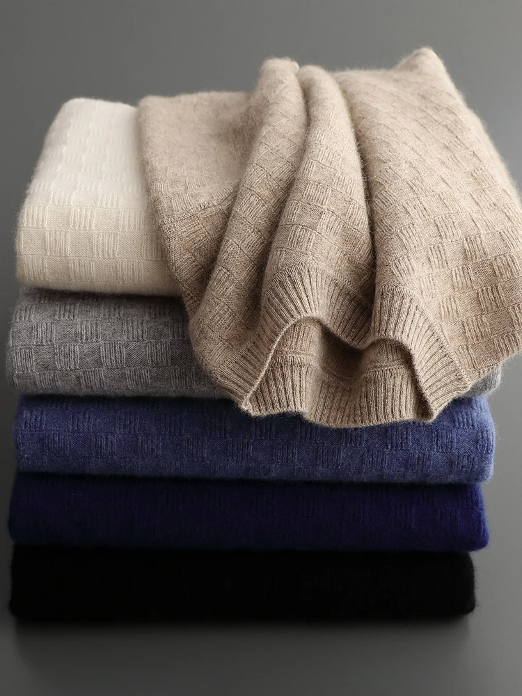 Мужской кашемировый свитер с круглым вырезом на осень/зиму