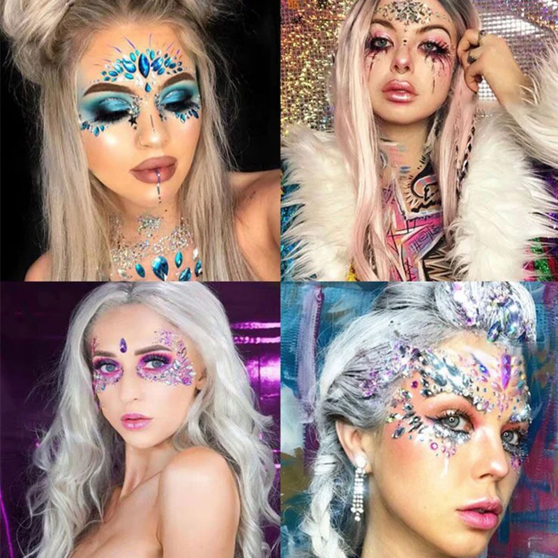 Блестящие 3D драгоценности стикер для лица модные глаза Кристальные драгоценные