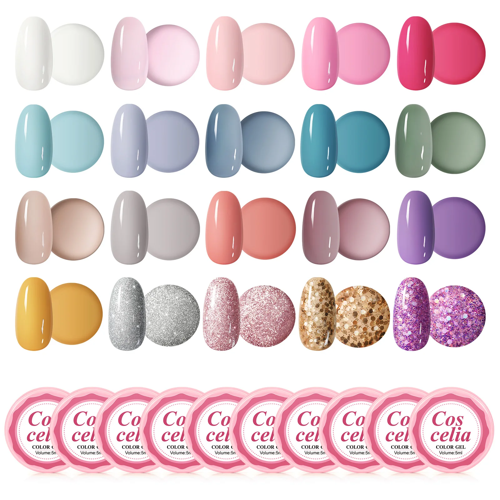 

Набор для наращивания ногтей COSCELIA, 12/16/20 шт., 30 цветов, 5 мл