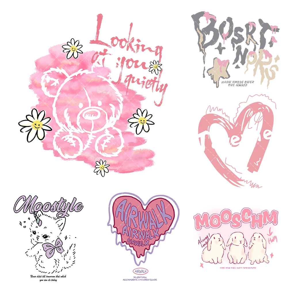 Милые розовые милые крутые термопереводные наклейки для одежды виниловые