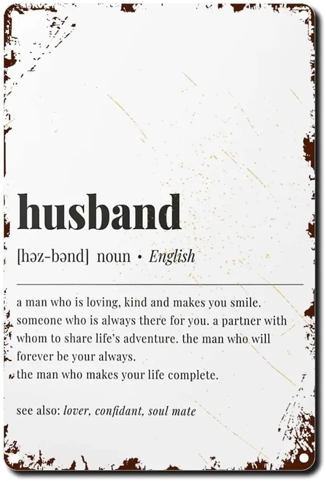 Tn Sgn Husbnd s Gft from Wfe Her for Ther Weddng nnversry Vntge Style Metl Wll Decove 812nch