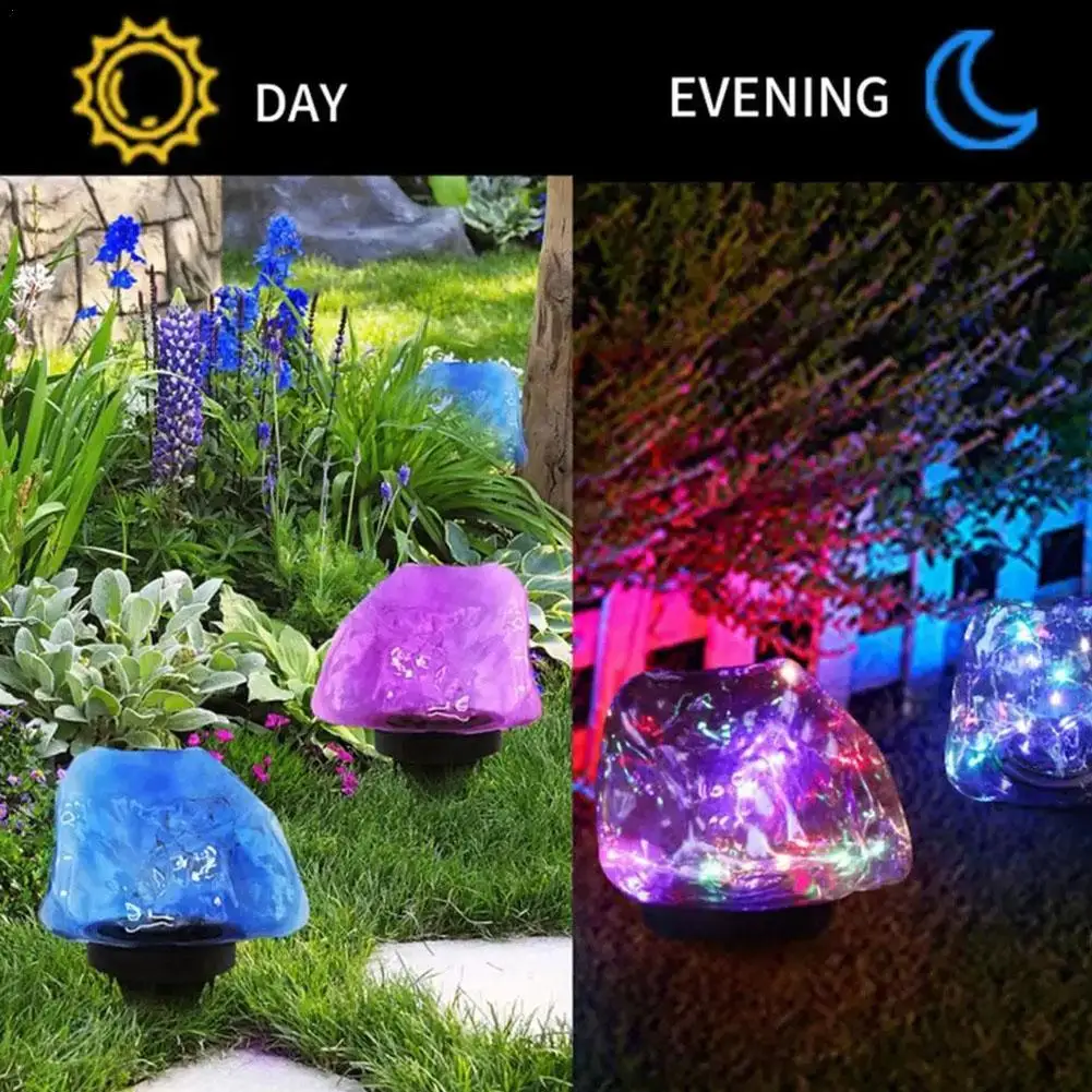 

Садовые светильники на солнечной батарее, цветные водонепроницаемые лампы в форме камня, украшение для улицы, сада, земли, газона, двора, ландшафта, искусственное освещение