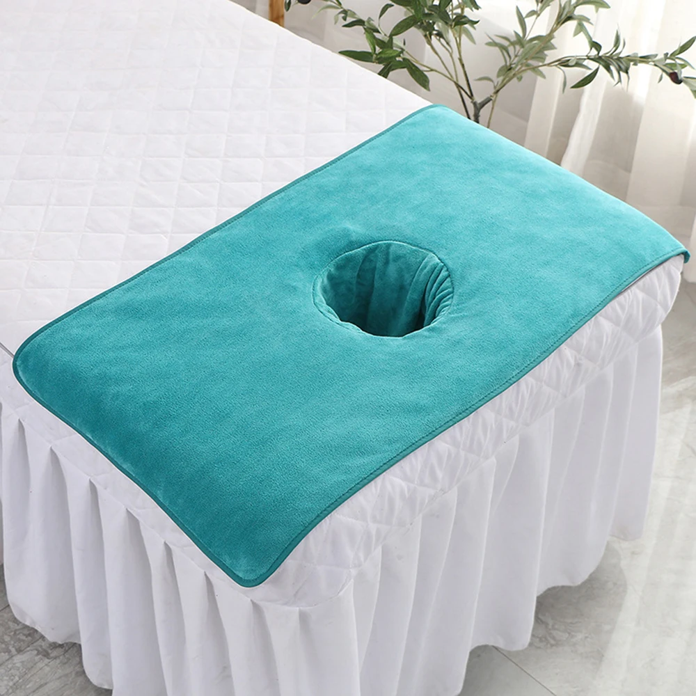 

40x80cm Velvet Beauty Salon Coral Towelling Bed Cover with Face Berath Hole SPA Massage Bedspread Towel Hole Towels Cloth